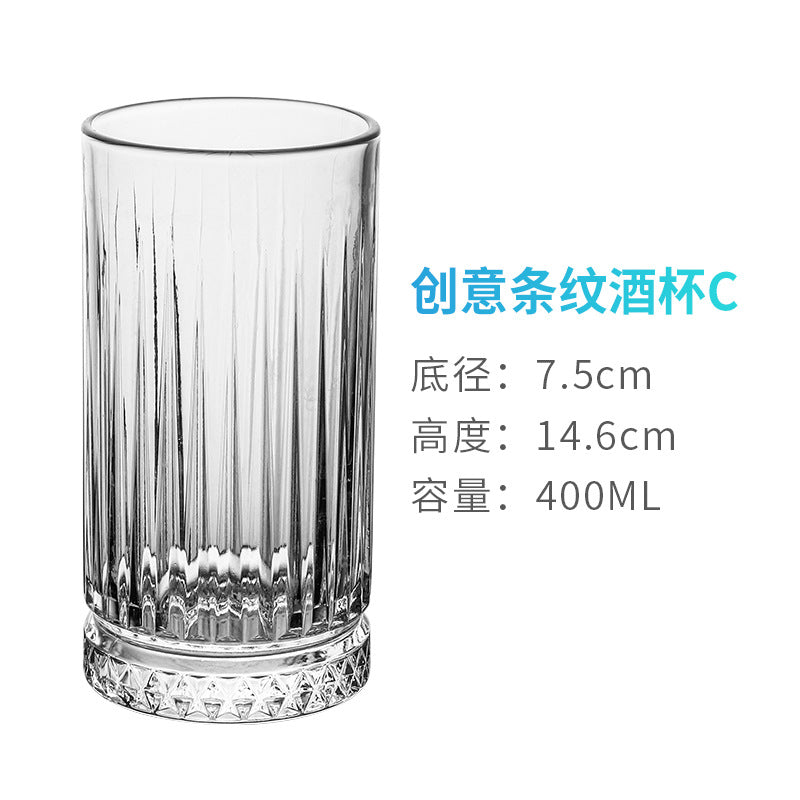 Bar exclusive classic glasses, wine glasses, crystal vintage glasses, spirits, striped glasses, whiskey glasses, barware