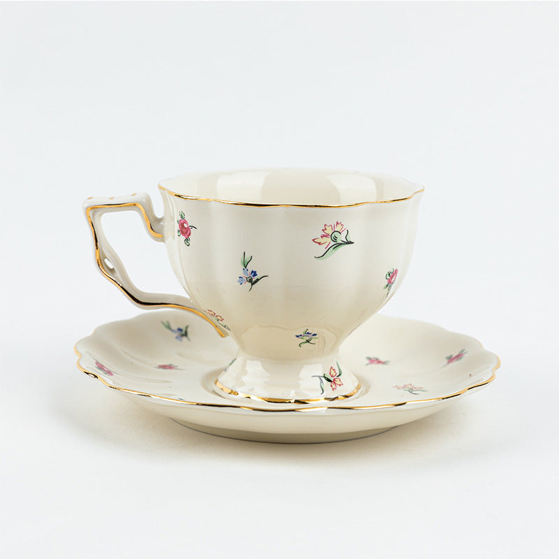 European retro coffee cup set cup and saucer ceramic British Phnom Penh big teacup French restaurant bar cup home