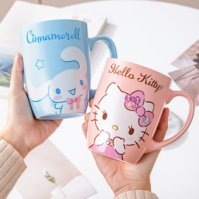 Sanrio ceramic mug, large capacity kulomi guhua cup, water cup, couple cup, high-value cup wholesale dropshipping