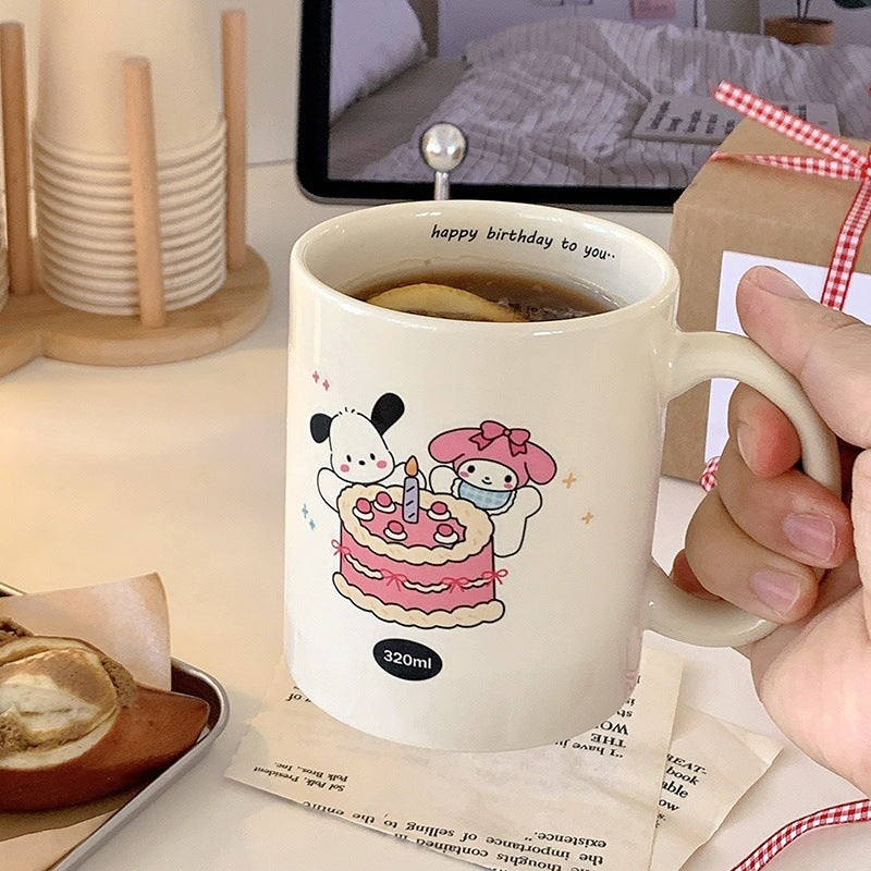 Cute Pacha Dog Melody Ceramic Mug Ins Wind Cartoon Household Water Cup High Value Breakfast Water Cup