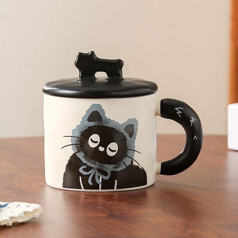 Cute cat mug with lid couple ceramic water cup home girl high value gift box cup office coffee mug
