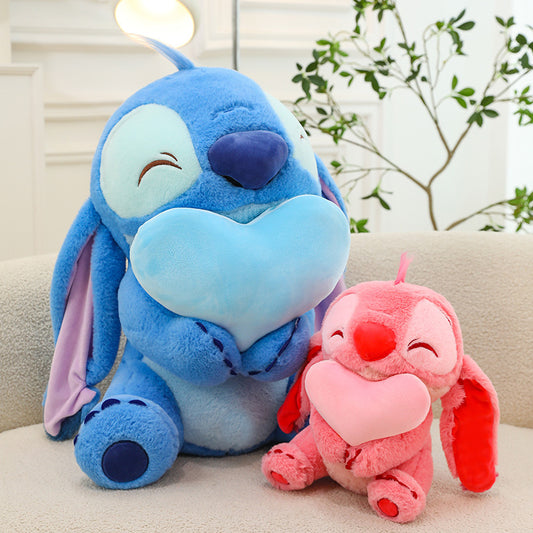 New Heart-holding Stitch Plush Toy Flower-holding Stitch Stitch Doll Pillow Manufacturers Wholesale