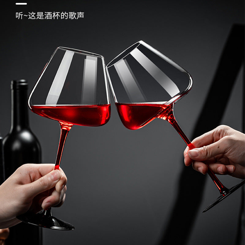 Light luxury burgundy red wine glasses home black and red bow tie crystal glass big belly goblet champagne glasses barware wholesale