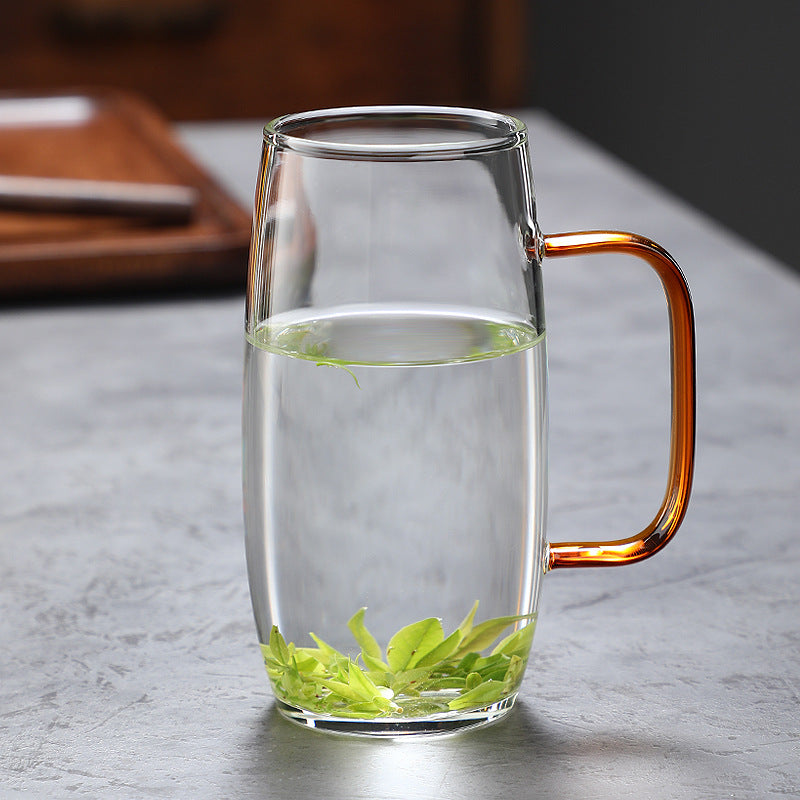 High borosilicate glass green teacup color handle glass drinking cup for living room drinking cup for office use