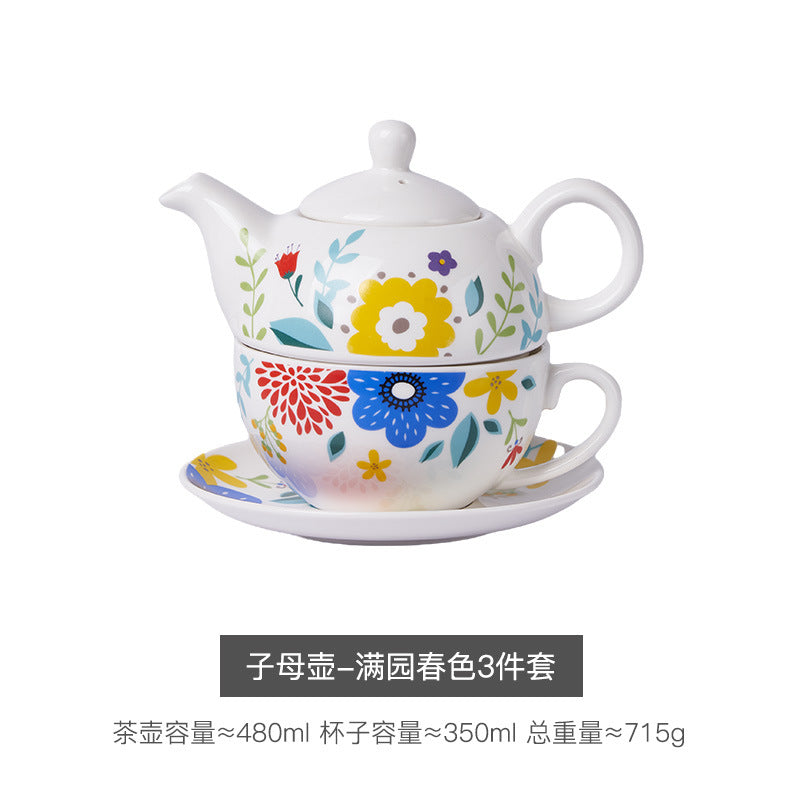 Creative Ceramic Tea Set Flower Teapot English Cup Mother Pot Office Single Coffee Pot Kettle Gift Wholesale