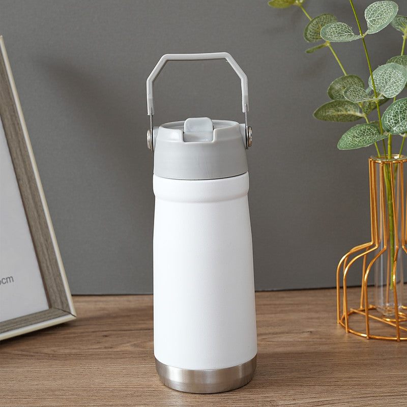 Foreign trade hand-in-hand lifting straw ice master cup cold milk cup 304 stainless steel beer mug outdoor sports kettle