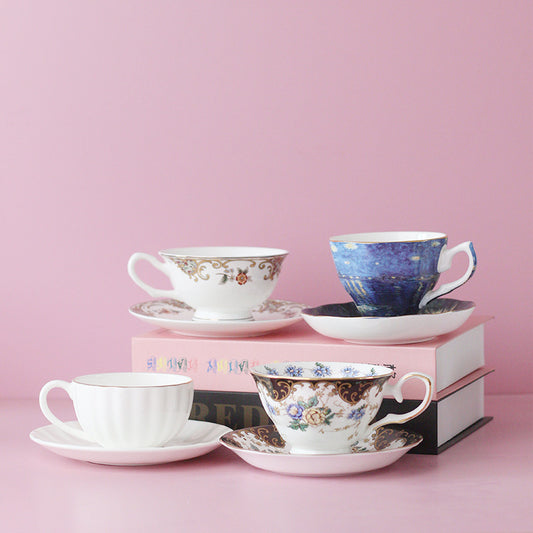 Cross-border European bone china coffee cup set, English afternoon tea set, personalized creative ceramic teacup latte cup