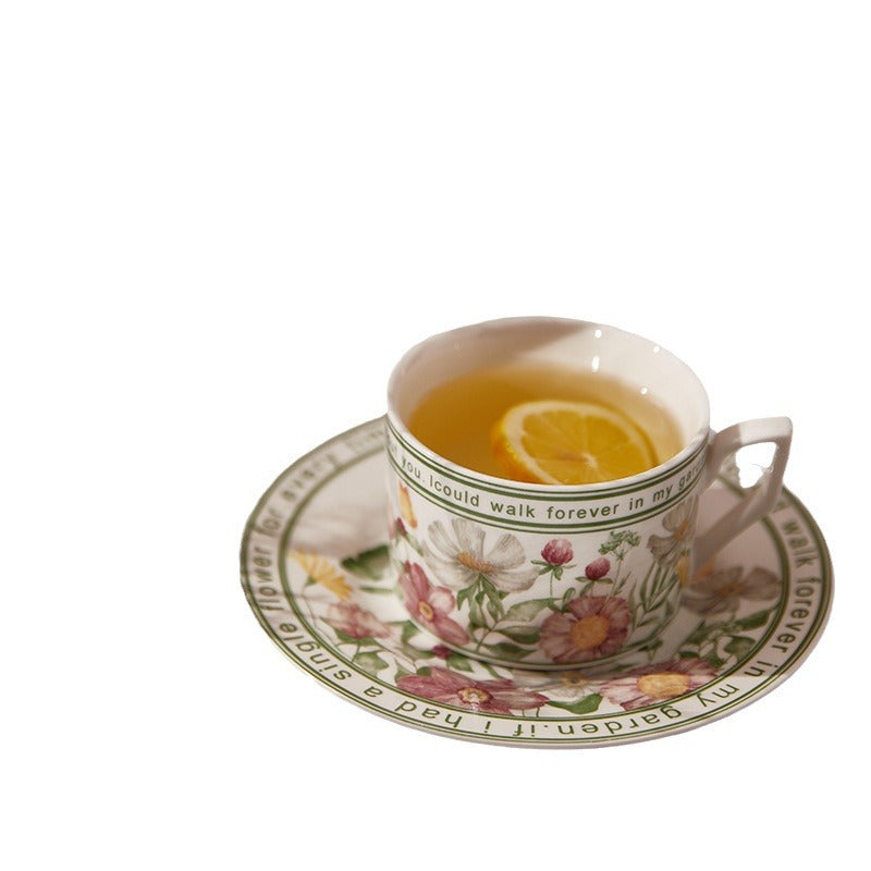 Retro ceramic sunflower blossom coffee cup saucer set gift box high-value mug souvenir high-quality cup