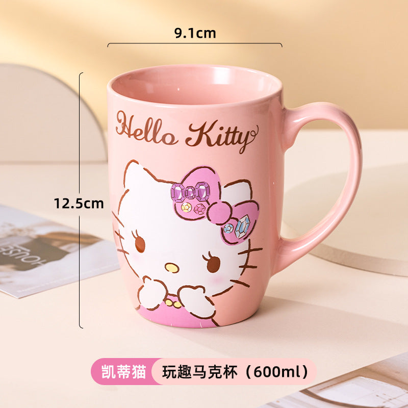 Sanrio ceramic mug, large capacity kulomi guhua cup, water cup, couple cup, high-value cup wholesale dropshipping