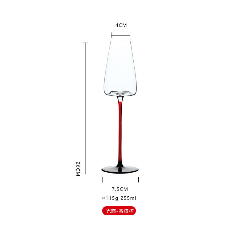 Light luxury burgundy red wine glasses home black and red bow tie crystal glass big belly goblet champagne glasses barware wholesale