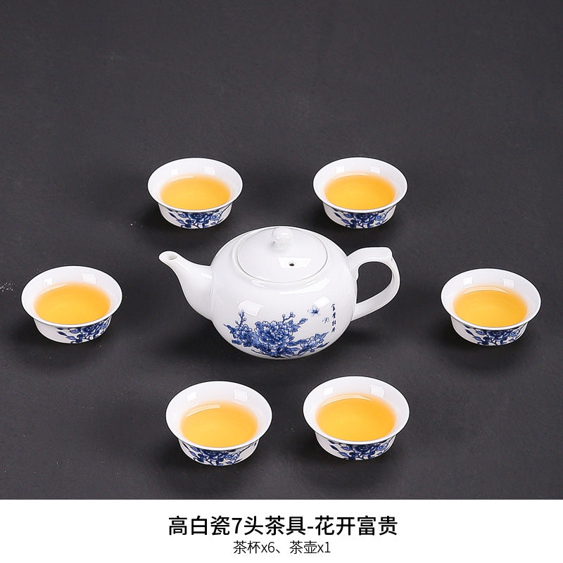 Dehua white porcelain kung fu tea set household ceramic light cover bowl teacup tea pot teapot complete set factory direct sales