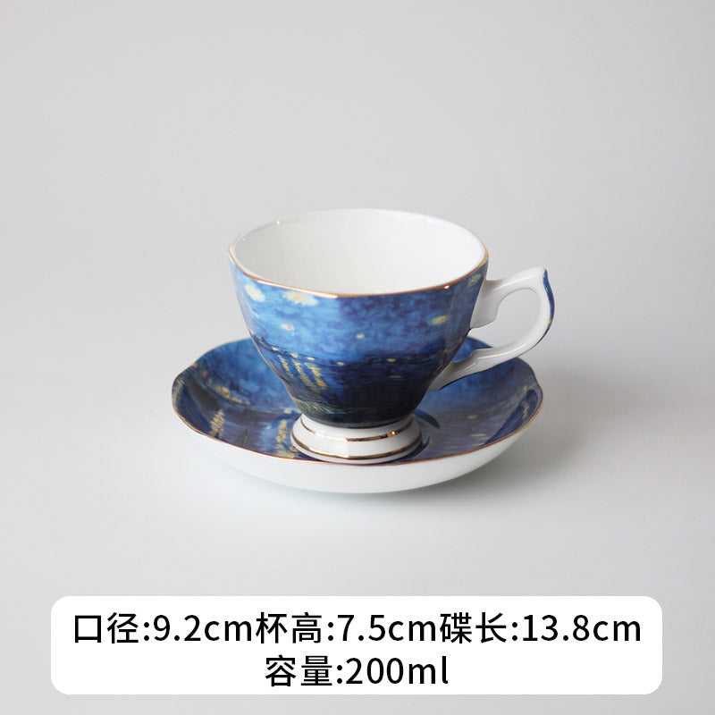 Cross-border European bone china coffee cup set, English afternoon tea set, personalized creative ceramic teacup latte cup