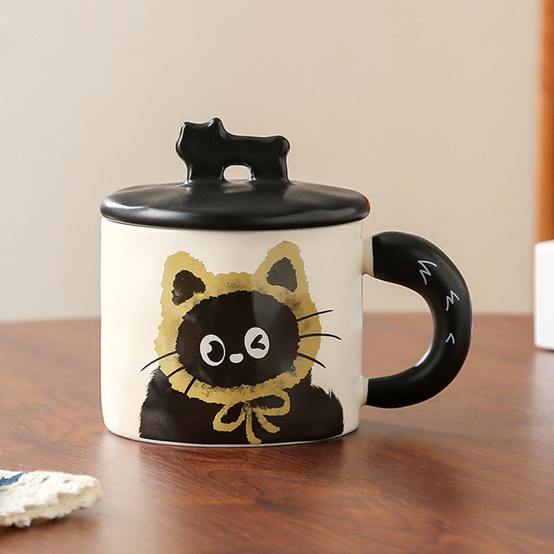 Cute cat mug with lid couple ceramic water cup home girl high value gift box cup office coffee mug