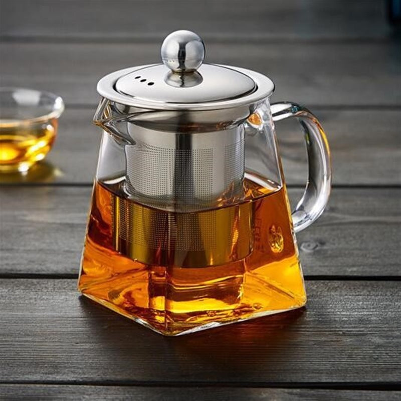 Full set glass teapot high borosilicate fair kettle stainless steel teapot with strainer high temperature glass teapot wholesale