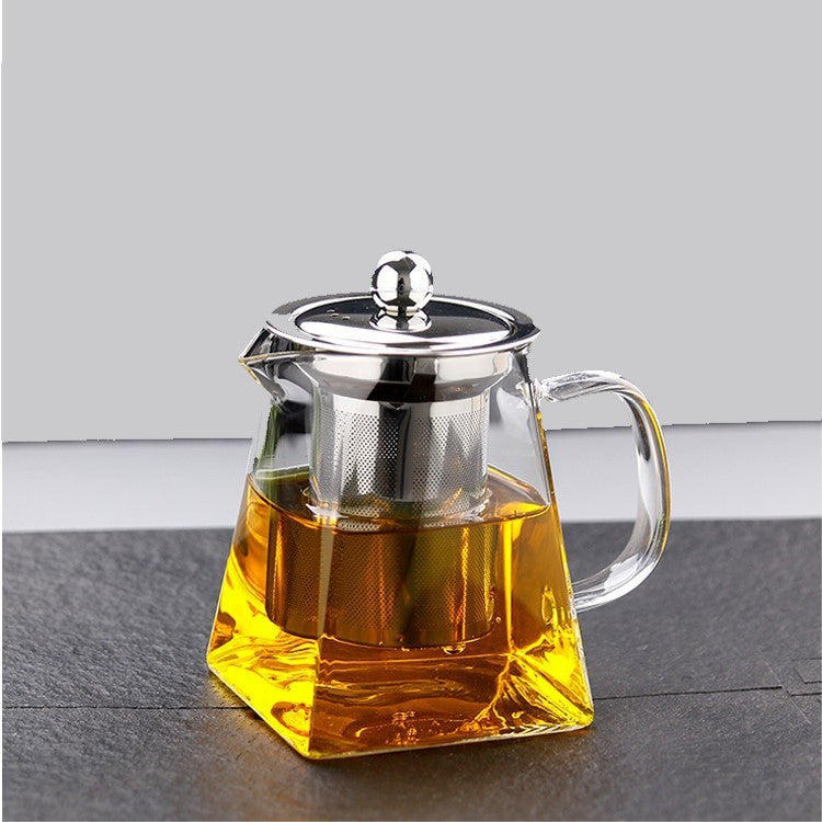 Full set glass teapot high borosilicate fair kettle stainless steel teapot with strainer high temperature glass teapot wholesale