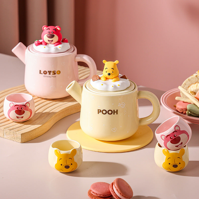 Disney Winnie the Pooh Tea Set Cute Bubble Tea Afternoon Tea Souvenir New High Temperature Resistant Filter Teapot