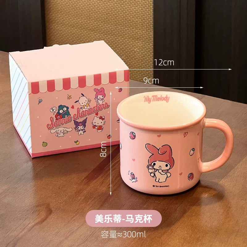 Sanrio mug kulomi genuine ceramic mug girls home breakfast milk mug cartoon cute drinking cup