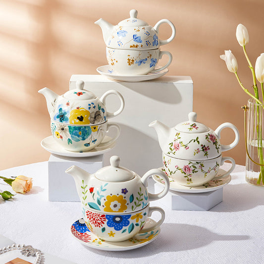Creative Ceramic Tea Set Flower Teapot English Cup Mother Pot Office Single Coffee Pot Kettle Gift Wholesale