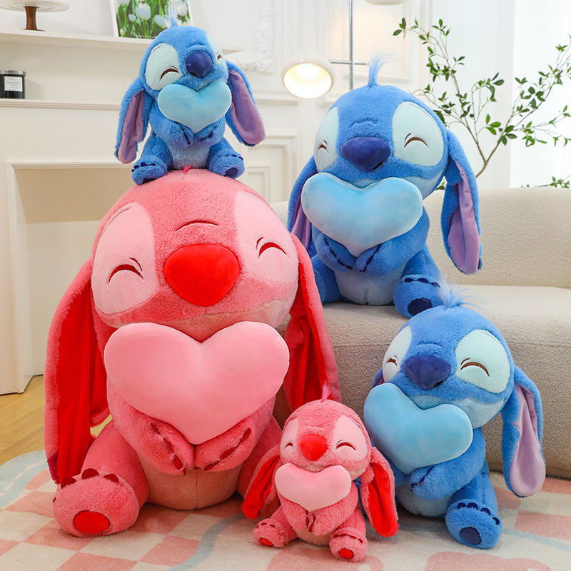 New Heart-holding Stitch Plush Toy Flower-holding Stitch Stitch Doll Pillow Manufacturers Wholesale