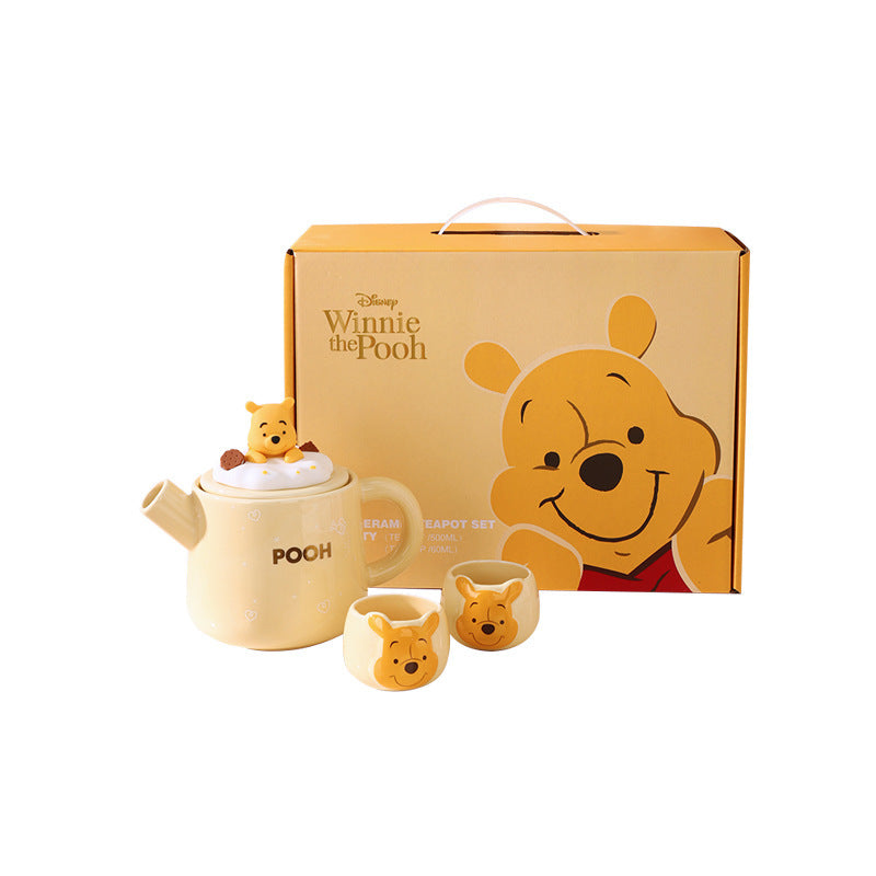 Disney Winnie the Pooh Tea Set Cute Bubble Tea Afternoon Tea Souvenir New High Temperature Resistant Filter Teapot