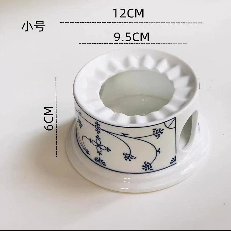 Blue and White Porcelain Alcohol Stove Blue European Style Retro Coffee Pot Export Ceramic Cold Water Kettle Household Wine Warming Jug Blue Hook Flower Keg