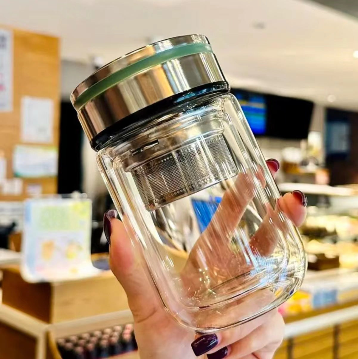 Humpty Fat Double Layer Glass Female High Value Water Cup Small and Portable, Thickened Heat Insulation Bubble Cup, Tea Water Separation Cup