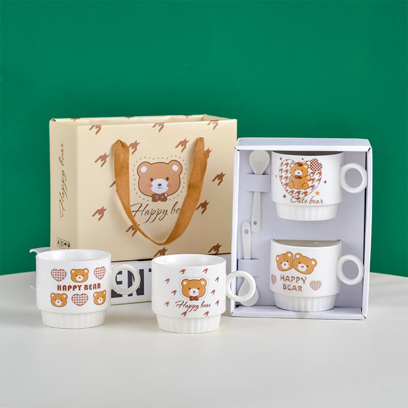 Ceramic mug, double cup gift box set, coffee mug, souvenir business, business promotion, opening event gifts, water cups