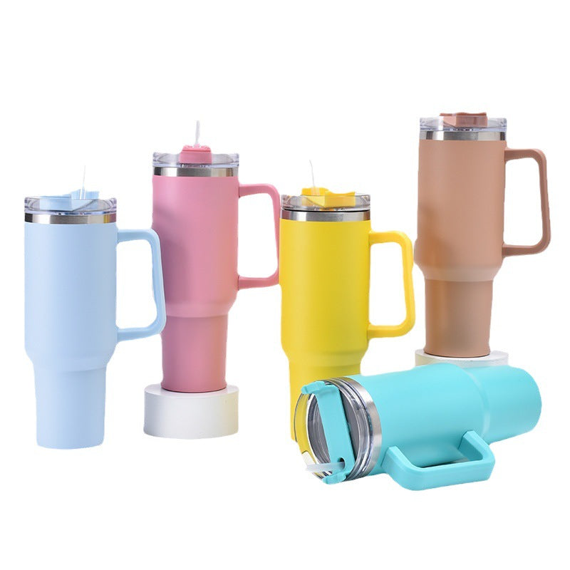 40oz handle mug 304 stainless steel thermos mug sports kettle coffee red wine mug straw portable water mug logo