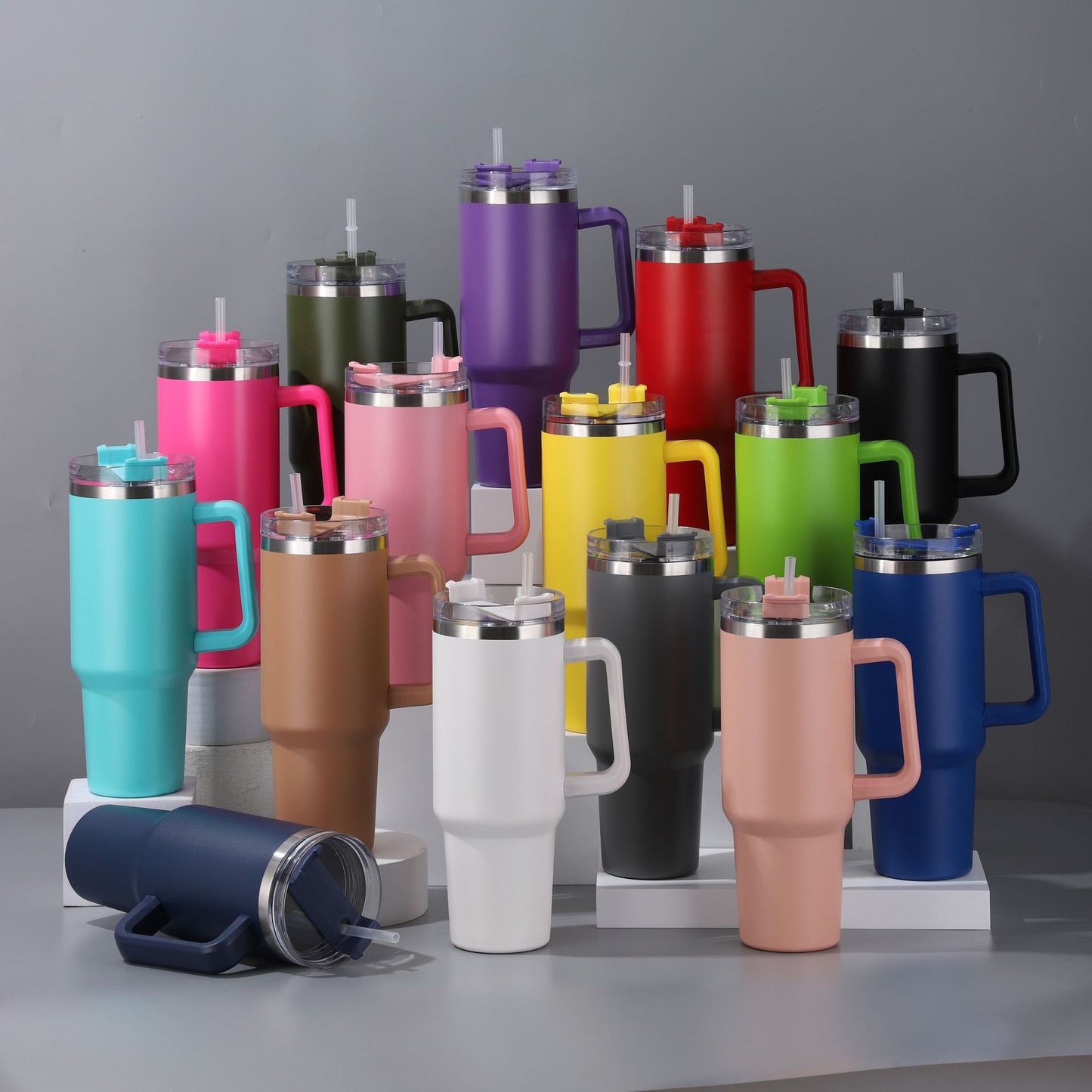 40oz handle mug 304 stainless steel thermos mug sports kettle coffee red wine mug straw portable water mug logo