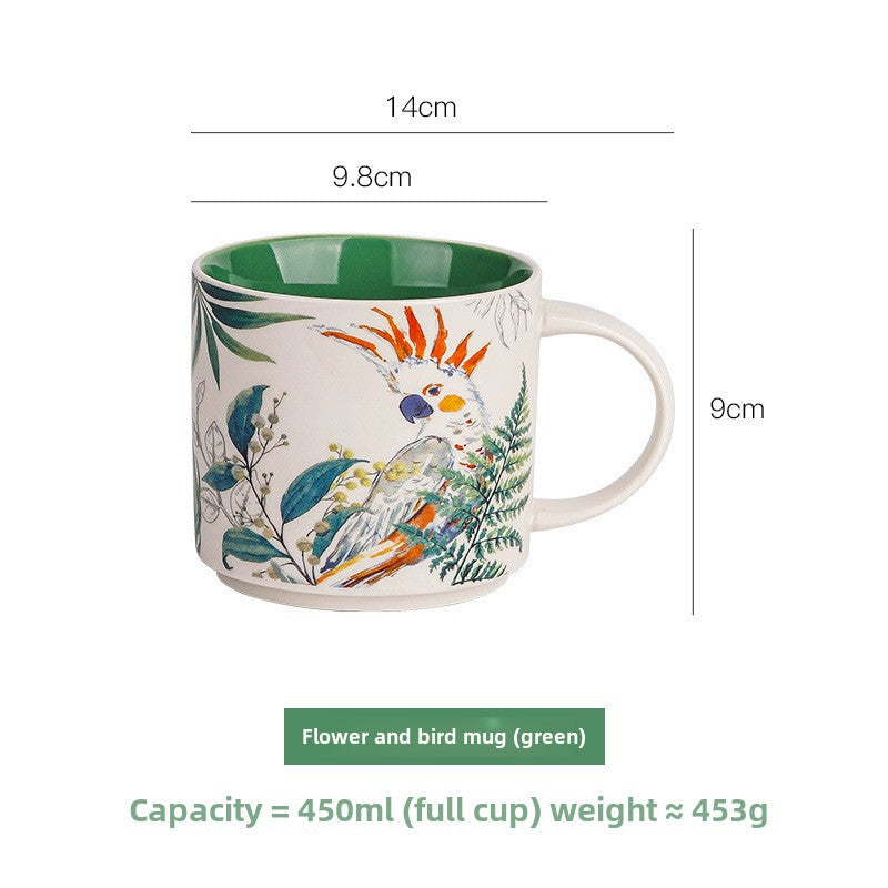 High-value floral glazed ceramic mug mug mug household large capacity breakfast cup business National Day gift logo