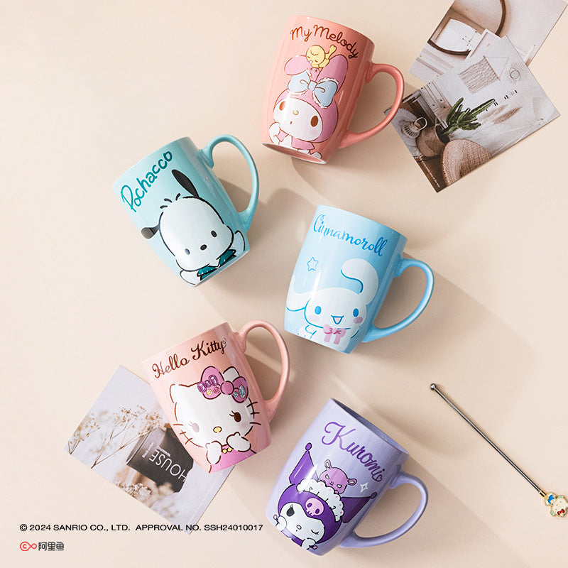 Sanrio ceramic mug, large capacity kulomi guhua cup, water cup, couple cup, high-value cup wholesale dropshipping