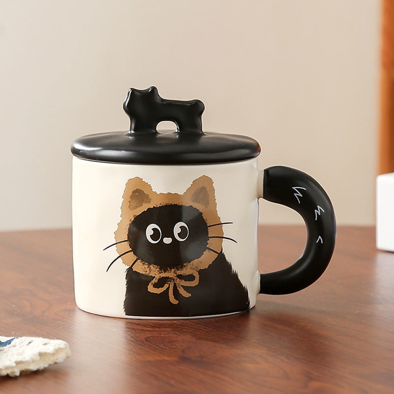 Cute cat mug with lid couple ceramic water cup home girl high value gift box cup office coffee mug