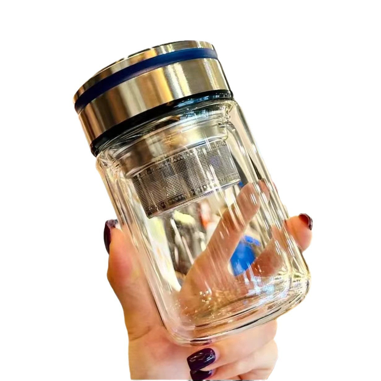 Humpty Fat Double Layer Glass Female High Value Water Cup Small and Portable, Thickened Heat Insulation Bubble Cup, Tea Water Separation Cup