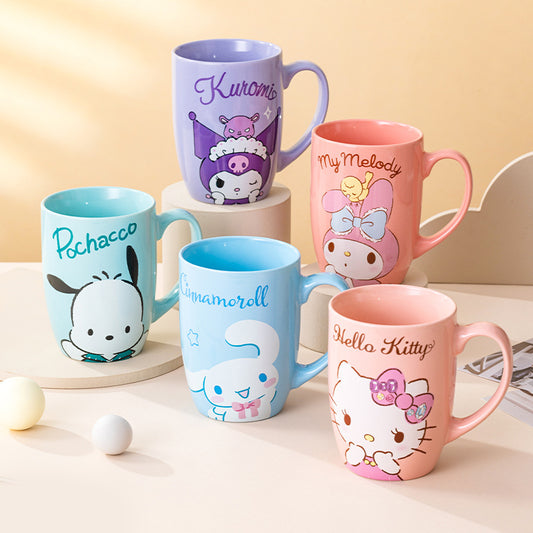 Sanrio ceramic mug, large capacity kulomi guhua cup, water cup, couple cup, high-value cup wholesale dropshipping