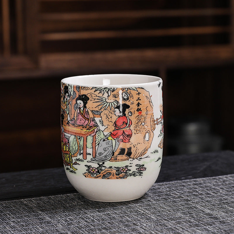 7 Heads Large Capacity Kung Fu Tea Set Teapot Teacup Set Handle Pot Teapot Home Living Room Stoneware Chinese Style