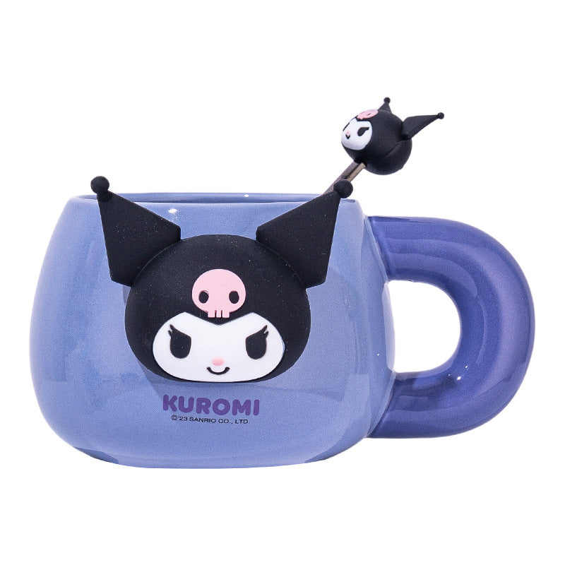 Sanrio ceramic mug cartoon cute mug large capacity kids milk mug with spoon office coffee mug
