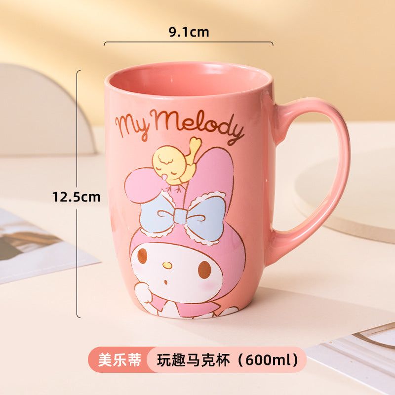 Sanrio ceramic mug, large capacity kulomi guhua cup, water cup, couple cup, high-value cup wholesale dropshipping