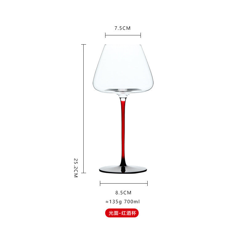 Light luxury burgundy red wine glasses home black and red bow tie crystal glass big belly goblet champagne glasses barware wholesale