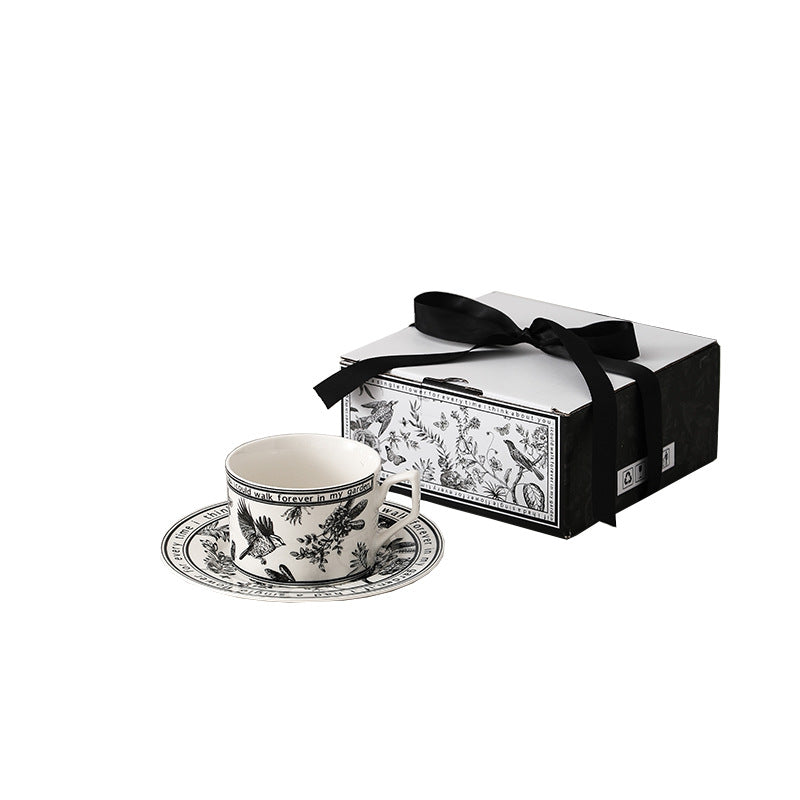 Half summer flower retro coffee cup cup saucer souvenir set ceramic high-value korean ins small fragrance mug