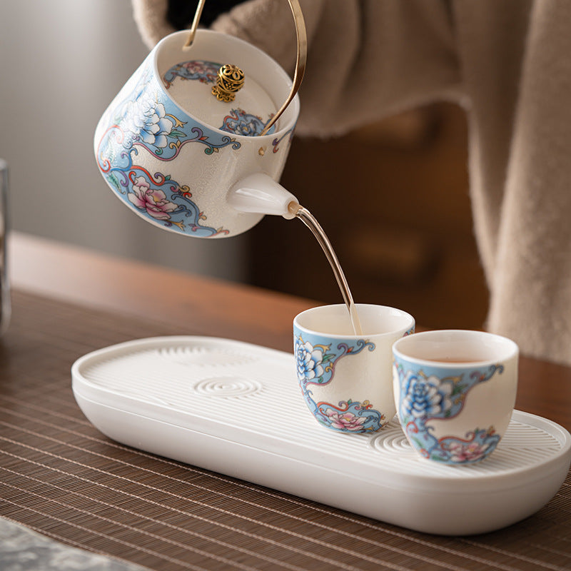 Ink and Wash Yuanshan Dry Brew Group, Household Kung Fu Tea Set Set, One Pot and Two Cups of Beam Tea Maker, One or Two People Drink Tea