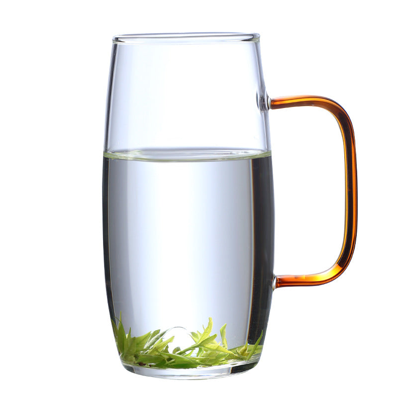High borosilicate glass green teacup color handle glass drinking cup for living room drinking cup for office use