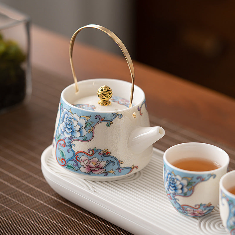 Ink and Wash Yuanshan Dry Brew Group, Household Kung Fu Tea Set Set, One Pot and Two Cups of Beam Tea Maker, One or Two People Drink Tea