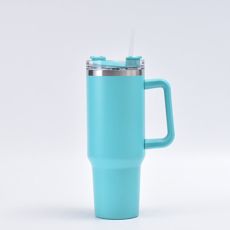 40oz handle mug 304 stainless steel thermos mug sports kettle coffee red wine mug straw portable water mug logo
