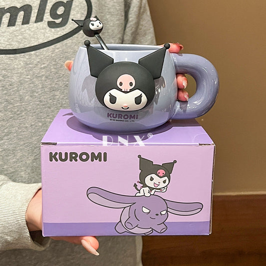 Sanrio ceramic mug cartoon cute mug large capacity kids milk mug with spoon office coffee mug