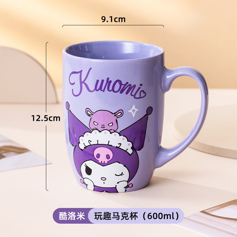 Sanrio ceramic mug, large capacity kulomi guhua cup, water cup, couple cup, high-value cup wholesale dropshipping