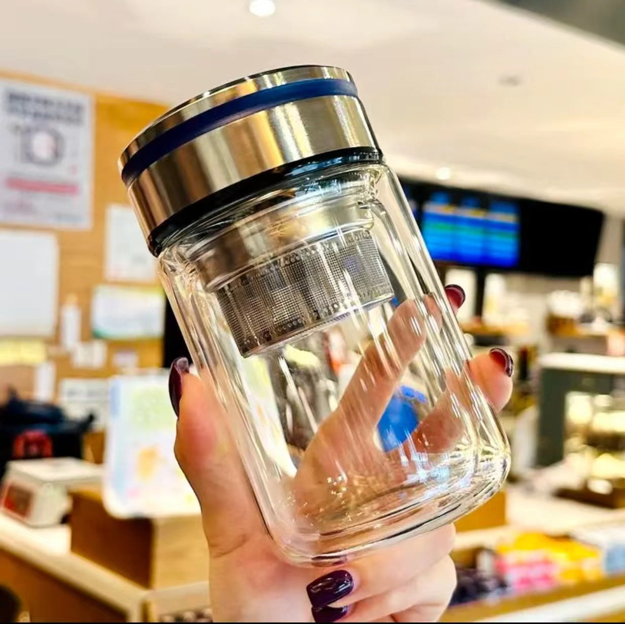 Humpty Fat Double Layer Glass Female High Value Water Cup Small and Portable, Thickened Heat Insulation Bubble Cup, Tea Water Separation Cup