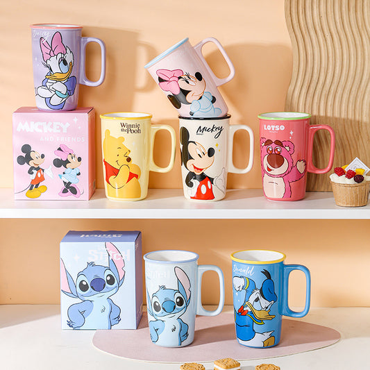 Disney large-capacity mug Stitch Milk Cup for home use, high-value cup, cartoon office water cup