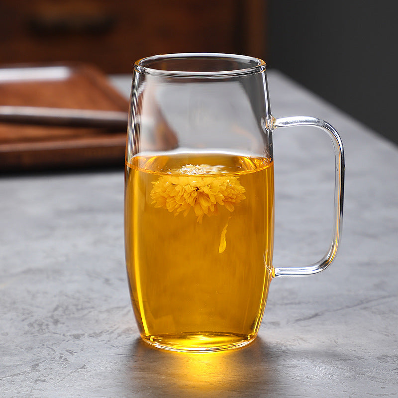 High borosilicate glass green teacup color handle glass drinking cup for living room drinking cup for office use