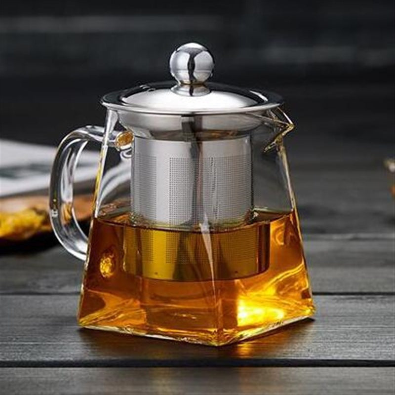 Full set glass teapot high borosilicate fair kettle stainless steel teapot with strainer high temperature glass teapot wholesale