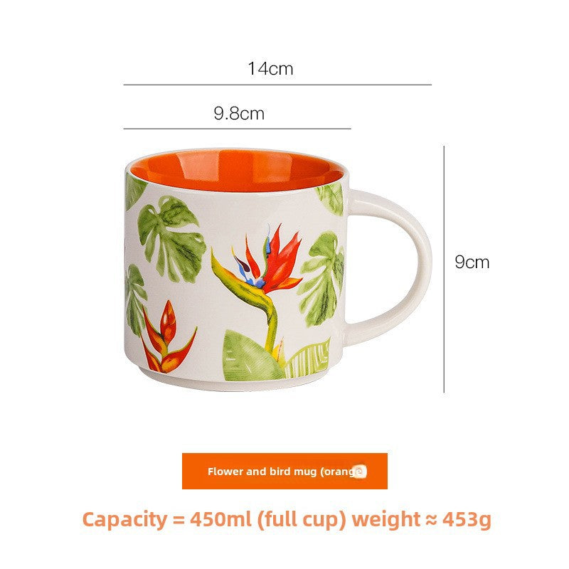 High-value floral glazed ceramic mug mug mug household large capacity breakfast cup business National Day gift logo
